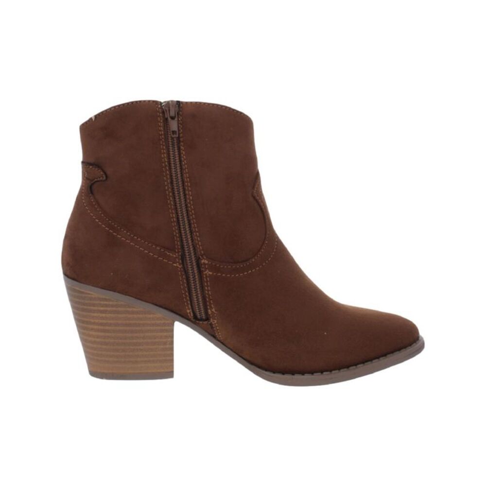 SUGAR Womens Brown Cushioned Tarah Almond Toe Block Heel Zip-Up Western Boot 8 M
